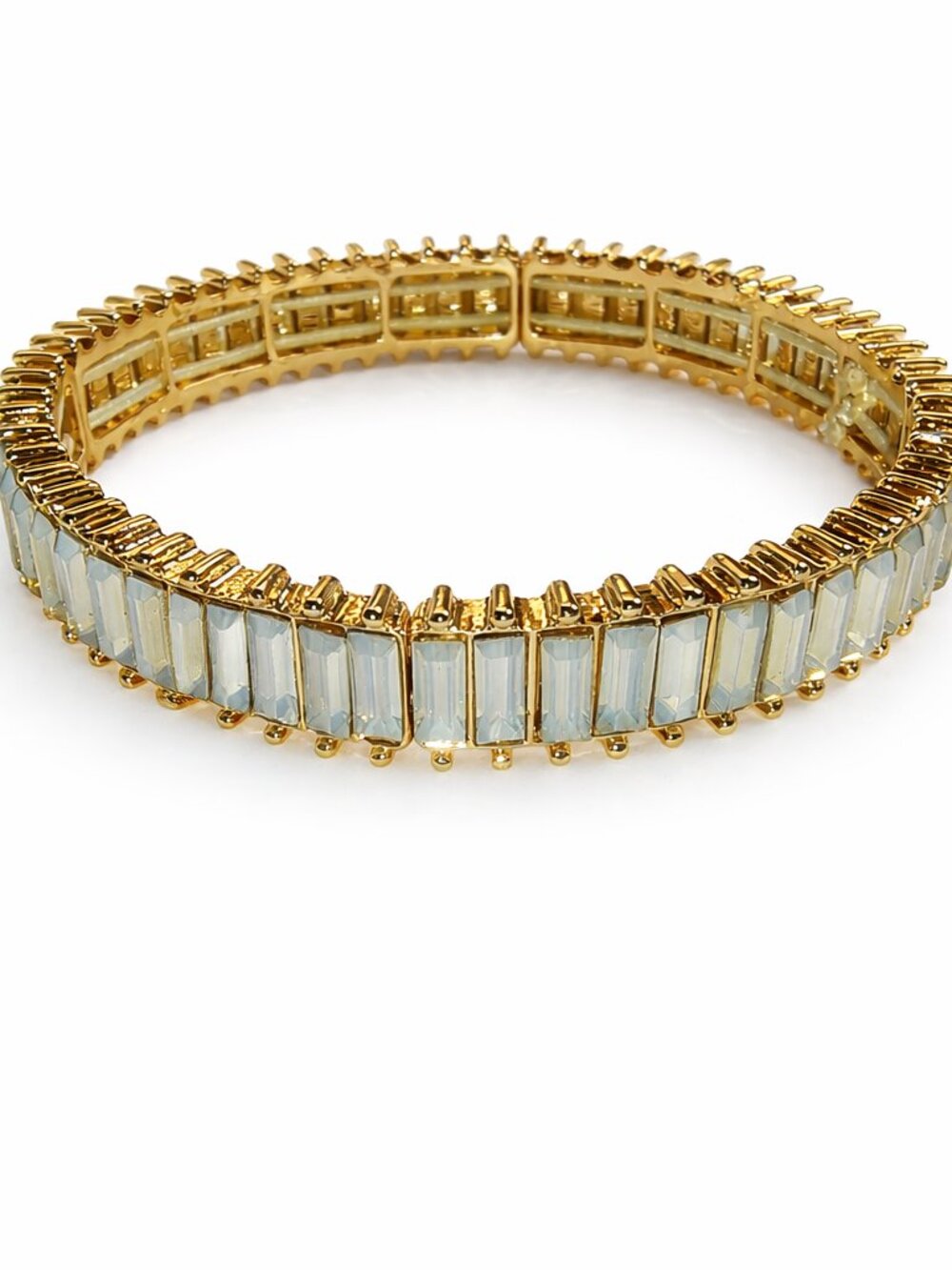NWOT Gold Icy Blue Clear  Baguette Stretch Bracelet 7.75”‎